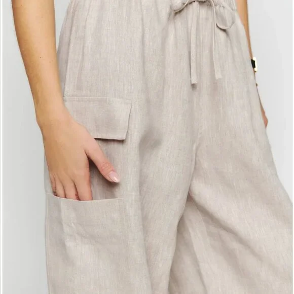 REFORMATION Ethan Linen Pant (OATMEAL) XS - Picture 4 of 4
